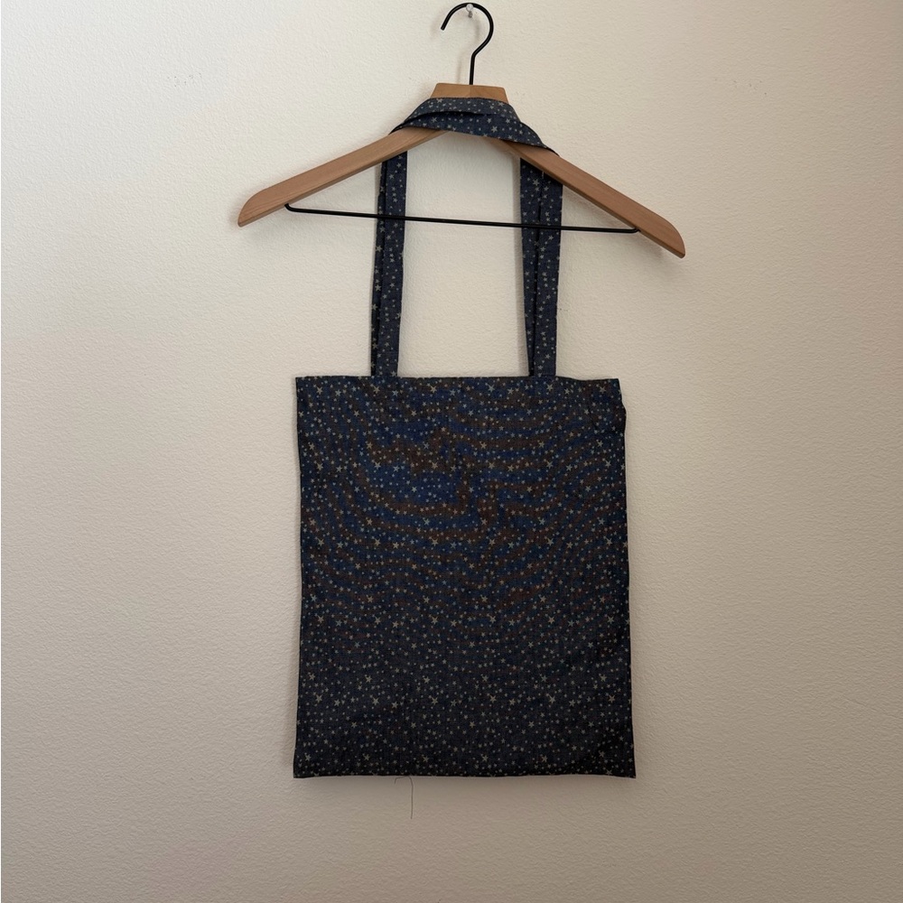 New Chasing unicorns denim star print Tote Bag - Picture 3 of 4